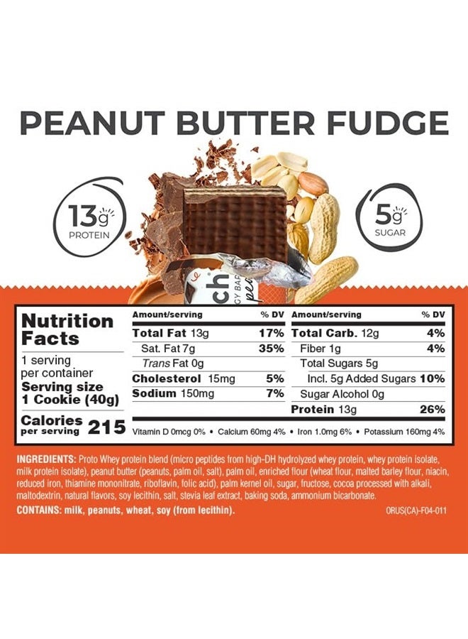 Protein Wafer Bars, High Protein Snacks with Delicious Taste, Peanut Butter Fudge, 1.4 Ounce (12 Count)