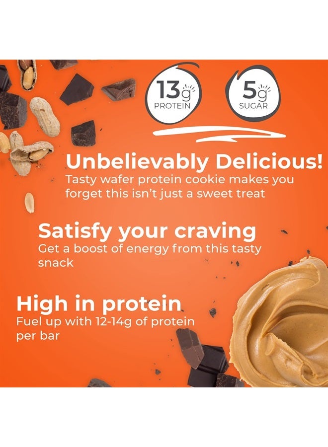 Protein Wafer Bars, High Protein Snacks with Delicious Taste, Peanut Butter Fudge, 1.4 Ounce (12 Count)