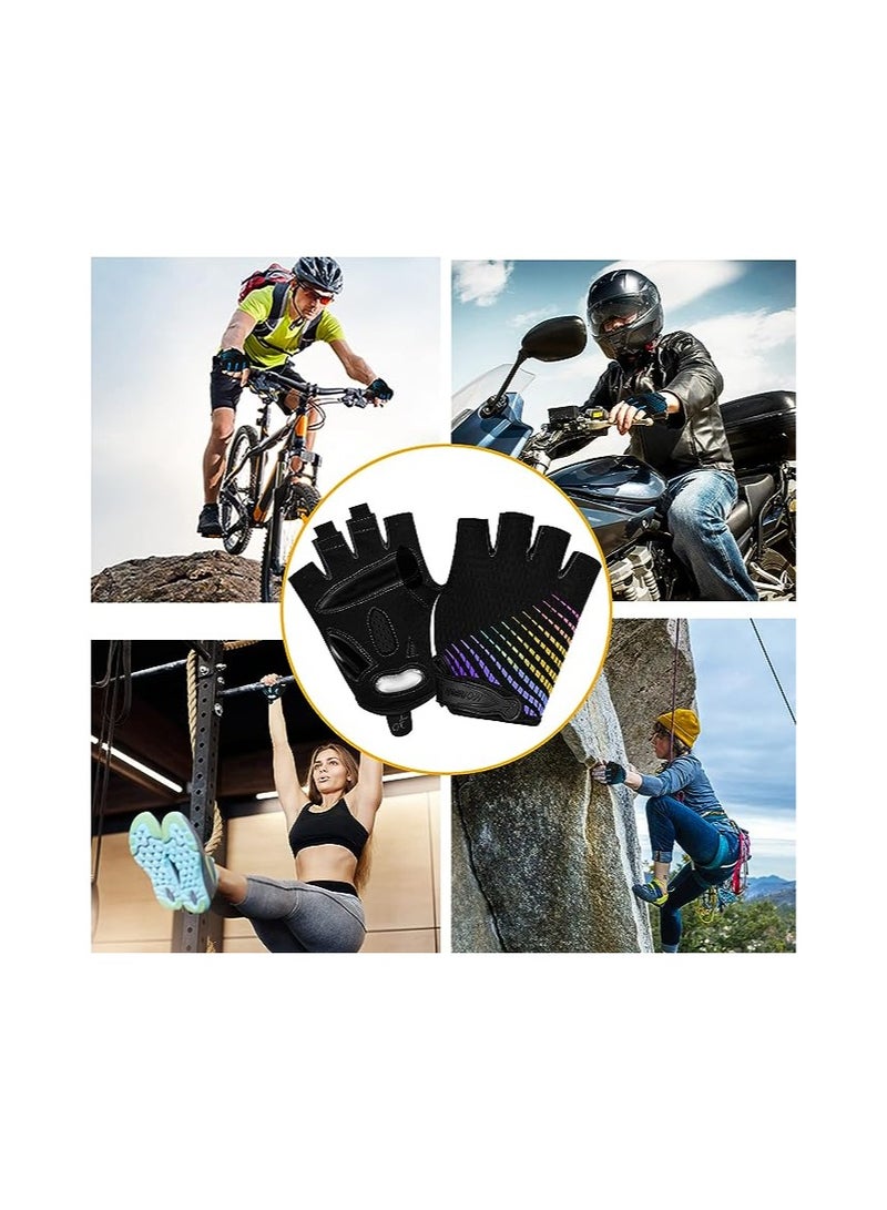 Cycling Gloves Bike Gloves, for Men Women, Breathable Anti-Slip 5mm Gel Pad, Biking Gloves Half Finger Road Bike Mtb Bicycle Gloves for Cycling, Fitness, Motorcycle, Camping, Outdoor Sports(A pair)(M)
