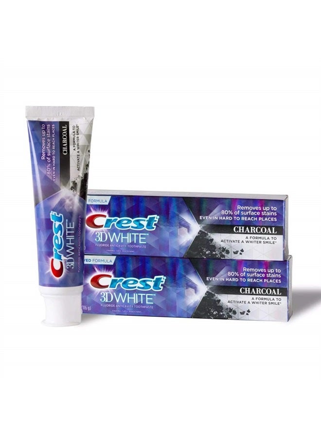 3D White Charcoal Toothpaste 4.1 Oz (116g) - Pack of 2