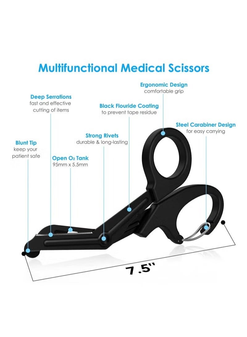 2 PCS Trauma Shears Medical Scissors with Carabiner, 7.5