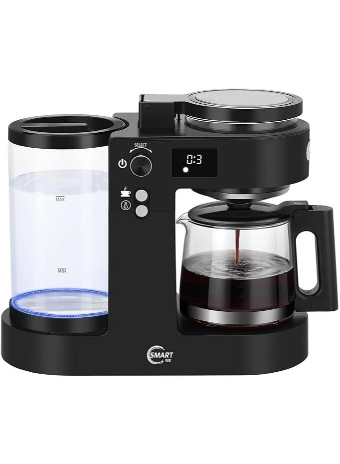 Coffee Maker and tea,6 Cups Programmable Coffee Maker With Glass Carafe, 1.8L Viewable Water Tank and Removable Filter Basket Coffee Pot,Timer Mode and Keep Warm Function