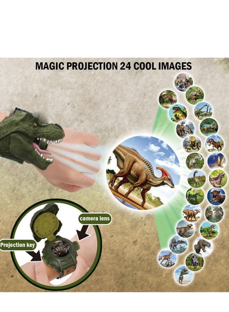 Cartoon Watch with 24 Kinds of Dinosaur Projection Pattern Cartoon Children Digital Dinosaur Watch Toy for Boys and Girls Children with Cover Adjustable Date and Time Projector Watch, Tyrannosaurus