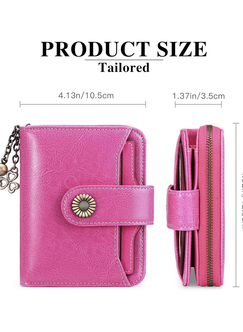 SENDEFN Purses for Women Genuine Leather Small Bifold Compact Womens Wallet with RFID Protection