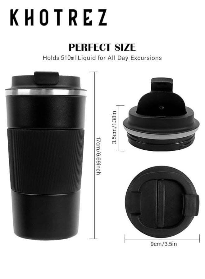 510ml Stainless Steel Insulated Travel Mug - Reusable Thermal Coffee Cup for Hot and Cold Beverages