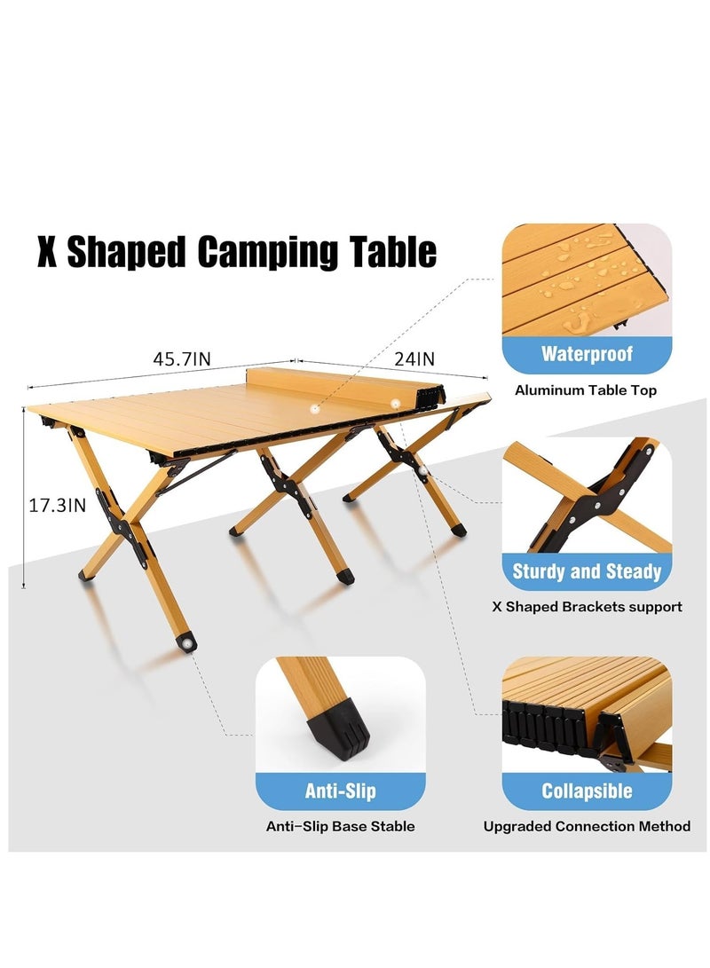 Folding Camping Table Lightweight Roll-Up Camping Table Portable Picnic Table with Carry Bag for Outdoor Beach Backyards BBQ and Party