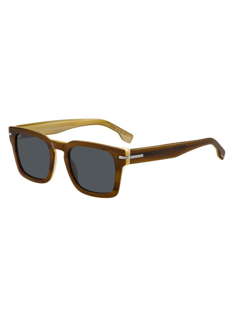 Men's UV Protection Rectangular Shape Acetate Sunglasses BOSS 1625/S GREY 41 - Lens Size: 41.4 Mm - Beistrwht
