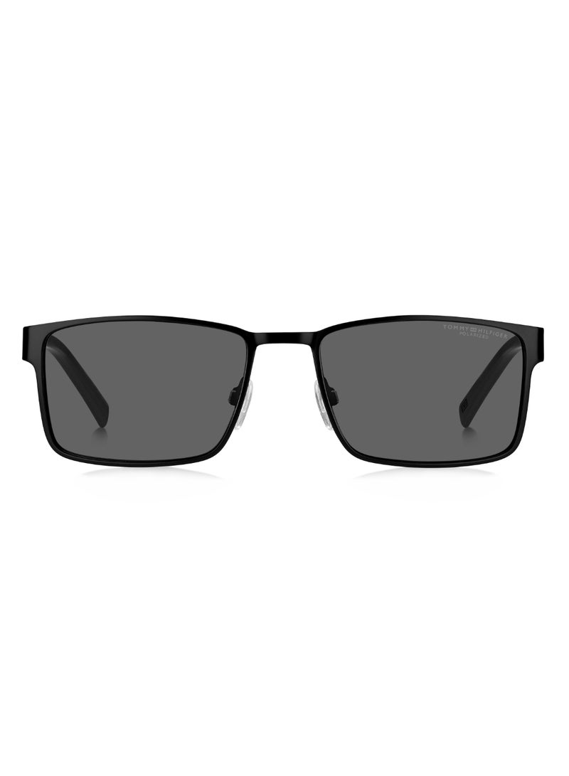 Men's Polarized Rectangular Shape  Sunglasses TH 2087/S GREY 40 - Lens Size: 39.6 Mm - Mtt Black