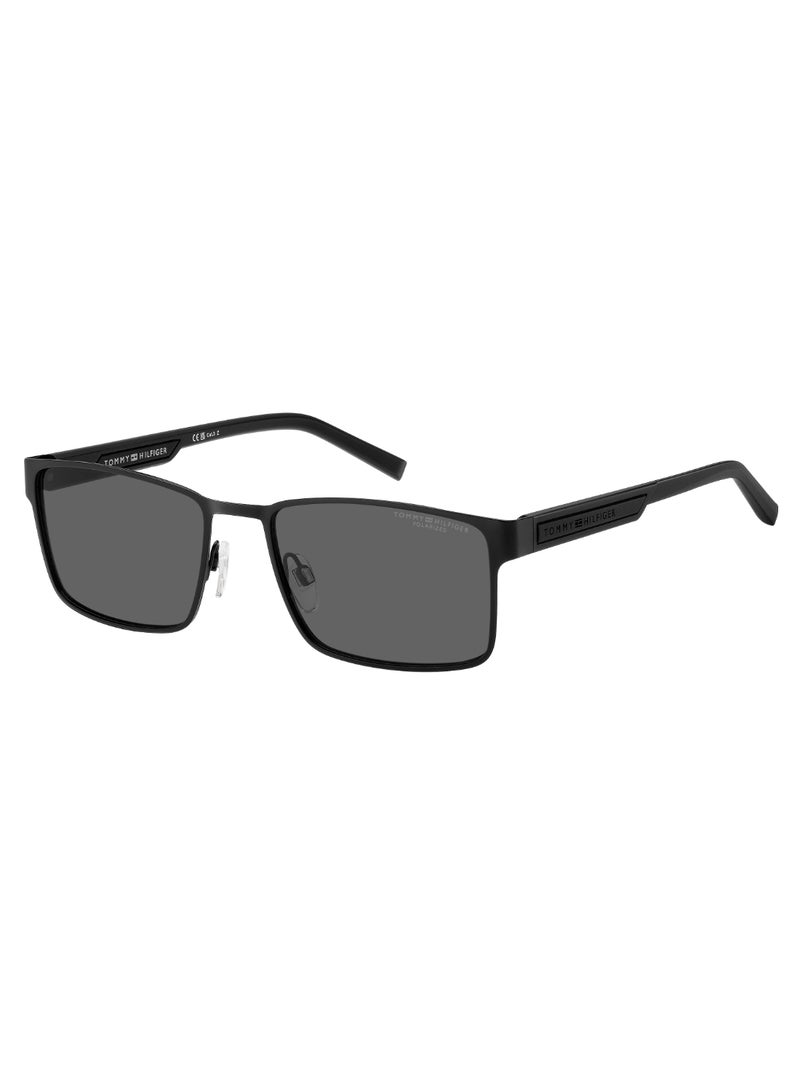 Men's Polarized Rectangular Shape  Sunglasses TH 2087/S GREY 40 - Lens Size: 39.6 Mm - Mtt Black