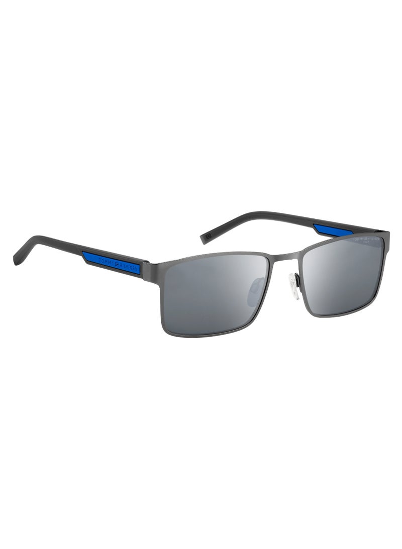 Men's UV Protection Rectangular Shape Sunglasses TH 2087/S SILVER 40 - Lens Size: 39.6 Mm - Mtrut Blk