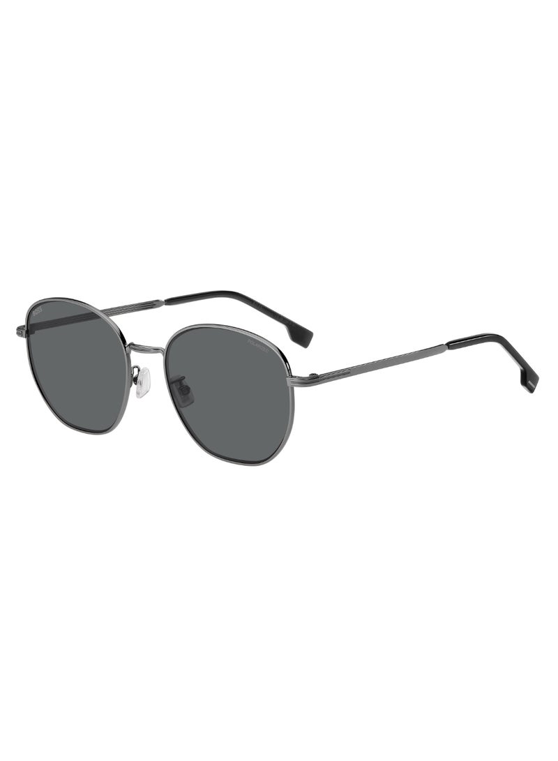 Men's Polarized Rectangular Shape Metal Sunglasses BOSS 1671/F/SK GREY 50 - Lens Size: 50 Mm - Dk Ruthen