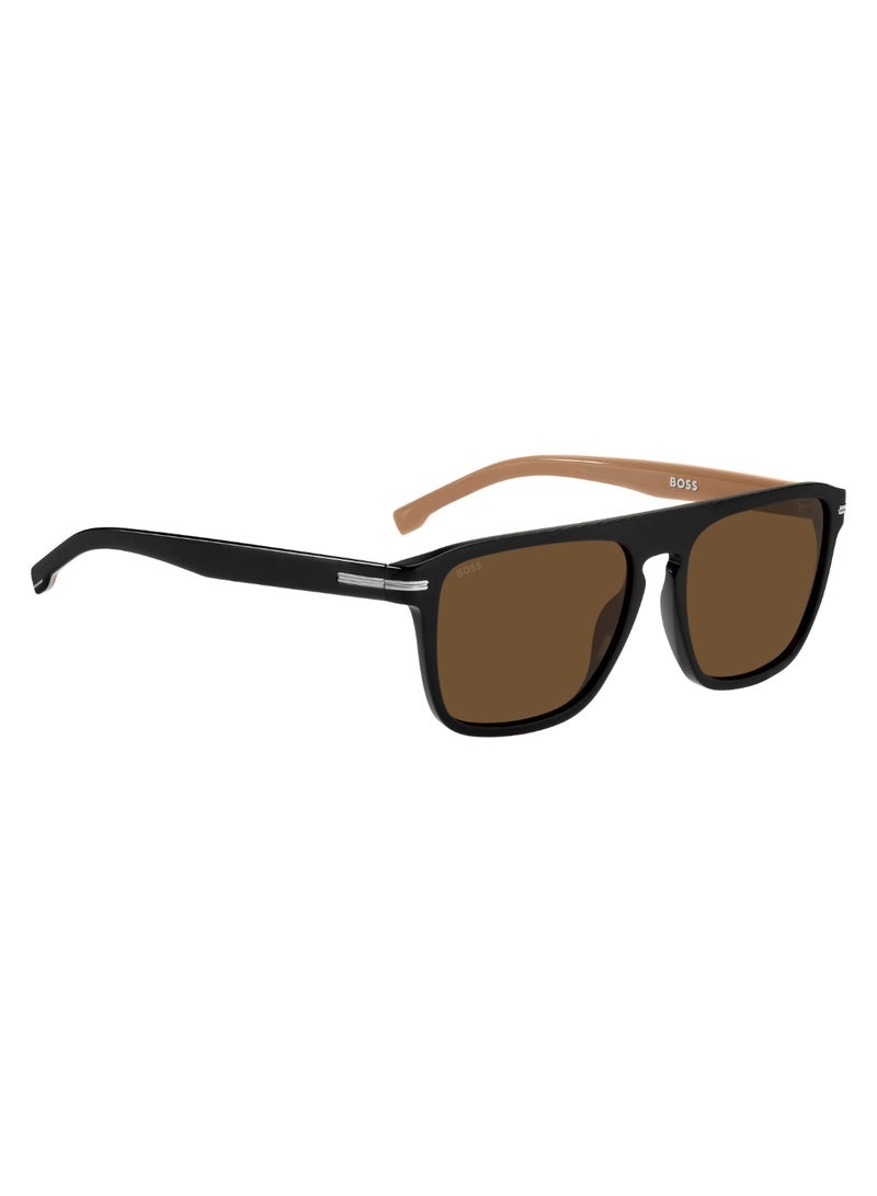 Men's Uv Protection Rectangular Shape Acetate Sunglasses Boss 1599/S Brown 44 - Lens Size: 43.9 Mm - Black