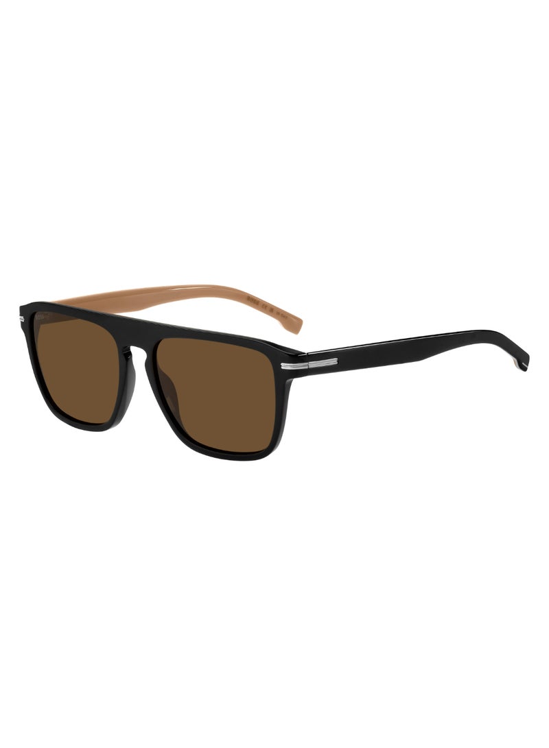Men's Uv Protection Rectangular Shape Acetate Sunglasses Boss 1599/S Brown 44 - Lens Size: 43.9 Mm - Black