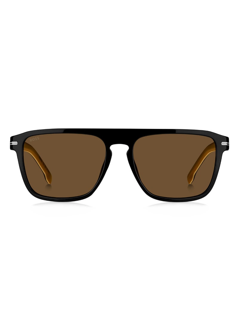 Men's Uv Protection Rectangular Shape Acetate Sunglasses Boss 1599/S Brown 44 - Lens Size: 43.9 Mm - Black