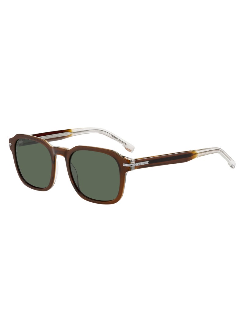 Men's UV Protection Rectangular Shape Acetate Sunglasses BOSS 1627/S GREEN 43 - Lens Size: 43.4 Mm - Brown