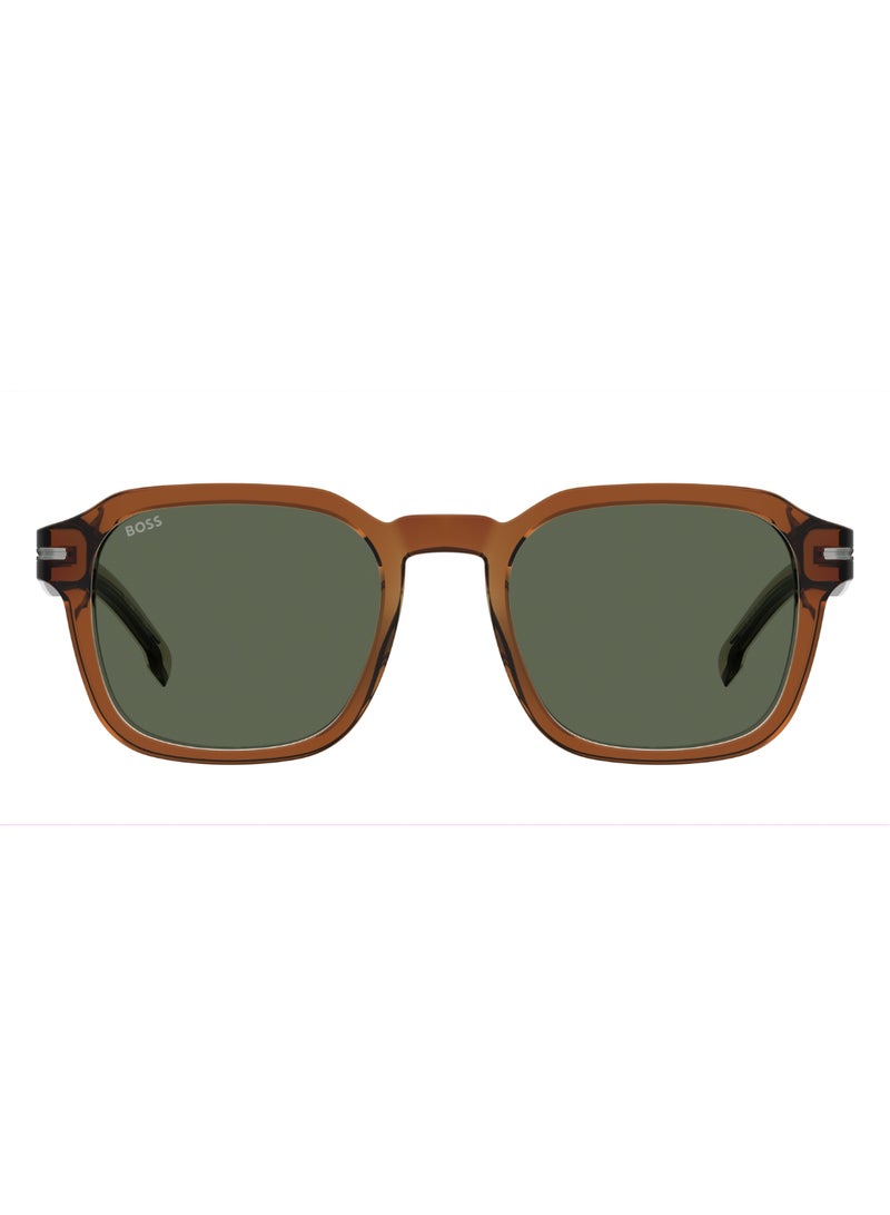 Men's UV Protection Rectangular Shape Acetate Sunglasses BOSS 1627/S GREEN 43 - Lens Size: 43.4 Mm - Brown