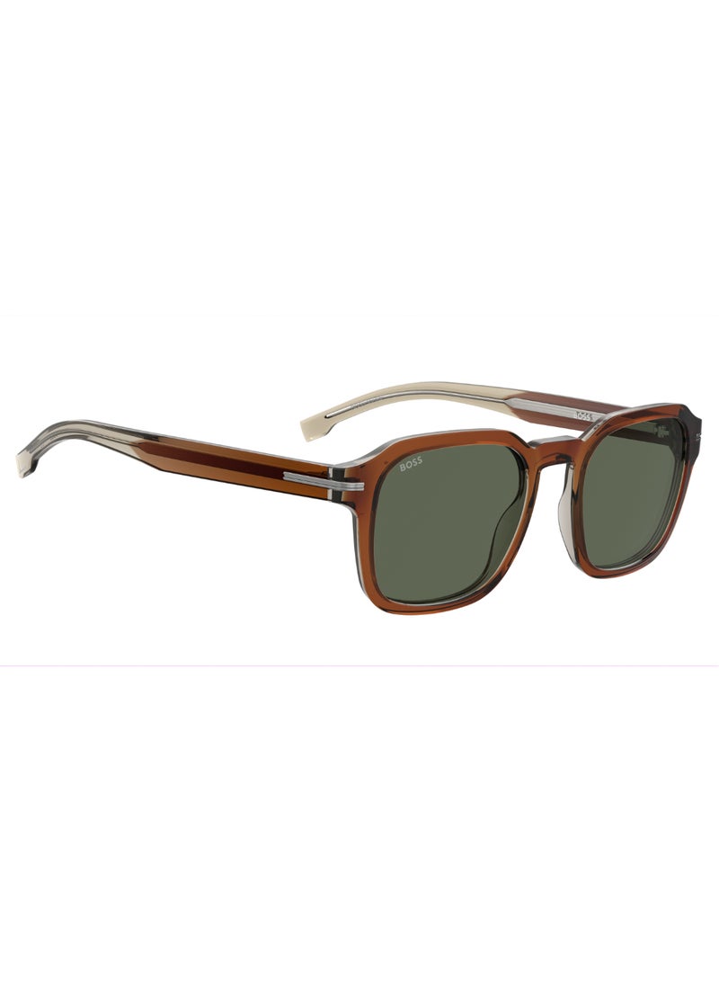 Men's UV Protection Rectangular Shape Acetate Sunglasses BOSS 1627/S GREEN 43 - Lens Size: 43.4 Mm - Brown