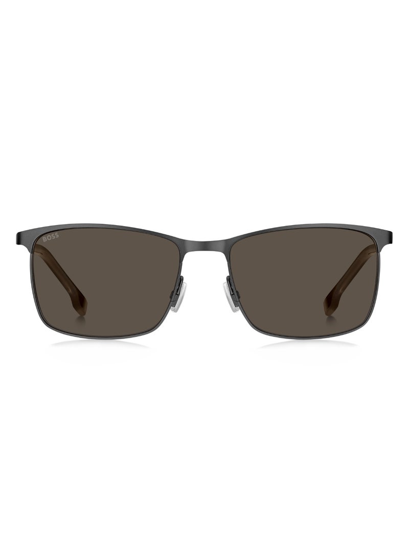 Men's UV Protection Rectangular Shape Stainless Steel Sunglasses BOSS 1635/S BROWN 42 - Lens Size: 41.8 Mm - Mt Dk Rut