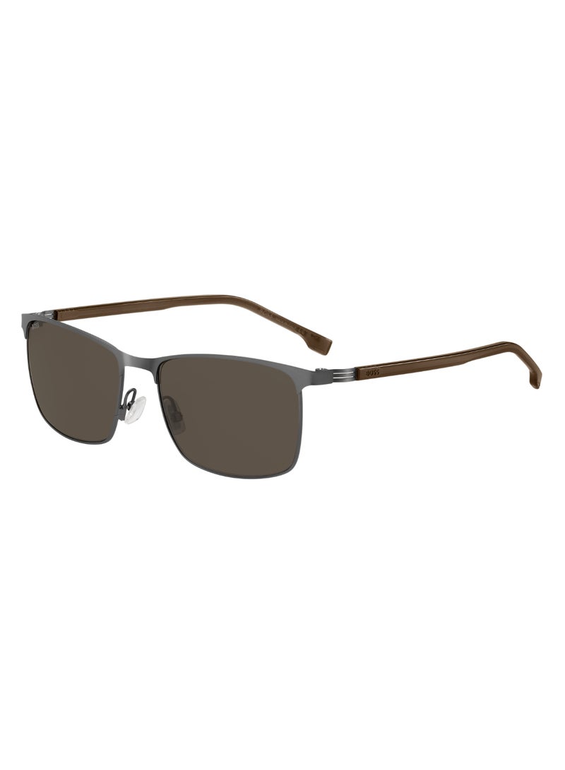 Men's UV Protection Rectangular Shape Stainless Steel Sunglasses BOSS 1635/S BROWN 42 - Lens Size: 41.8 Mm - Mt Dk Rut