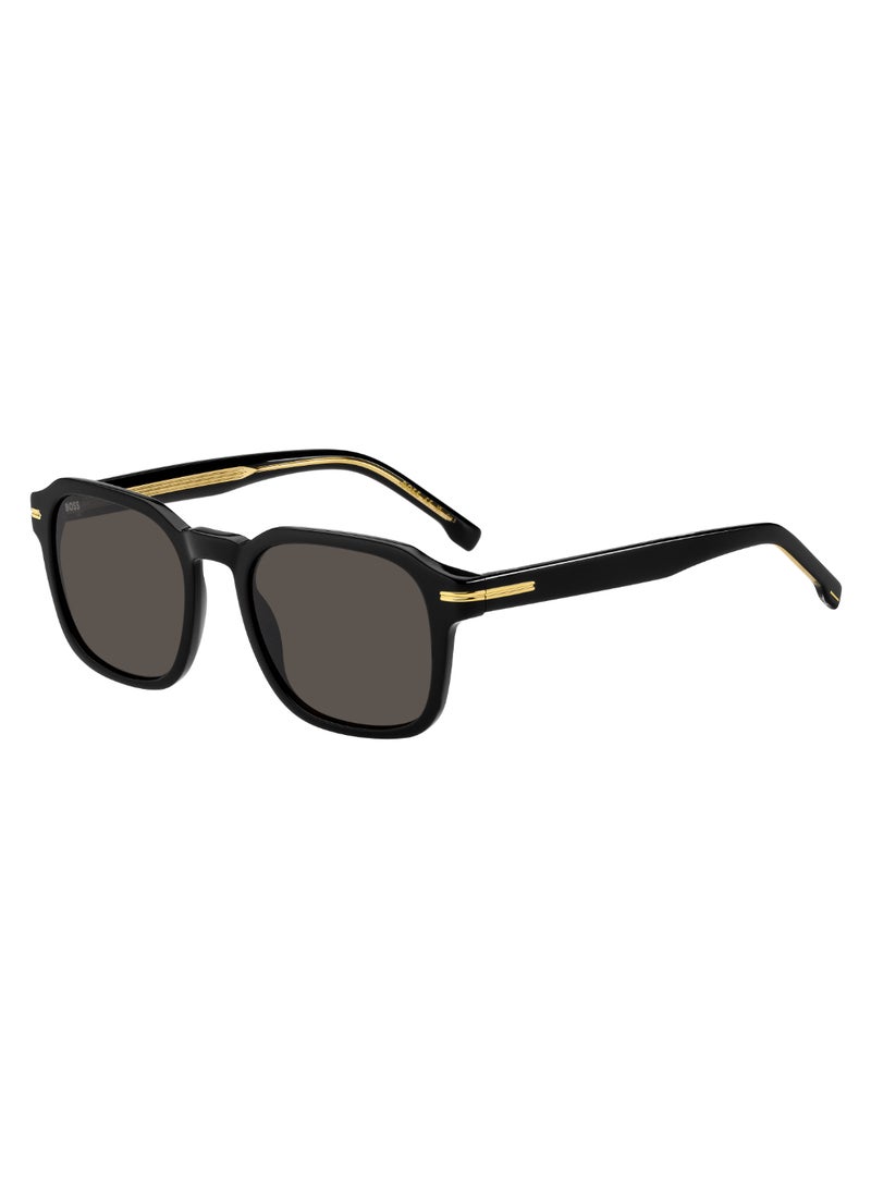 Men's UV Protection Rectangular Shape Acetate Sunglasses BOSS 1627/S GREY 43 - Lens Size: 43.4 Mm - Black