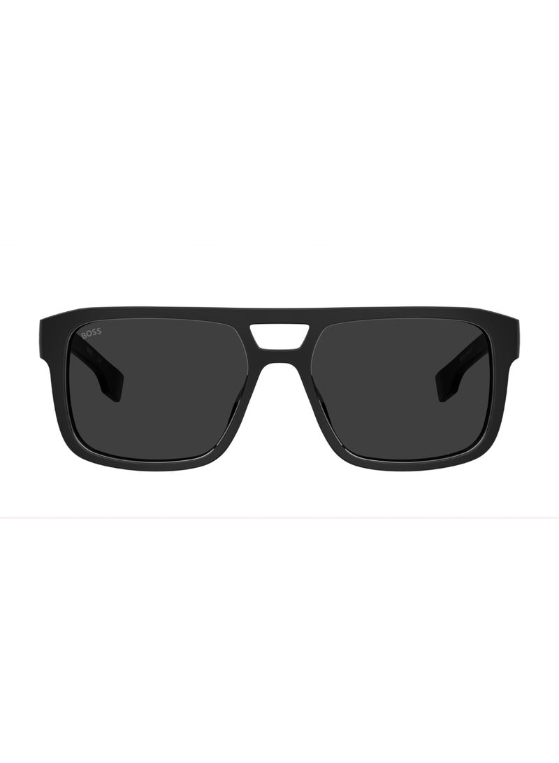 Men's UV Protection Rectangular Shape  Sunglasses BOSS 1648/S GREY 44 - Lens Size: 43.9 Mm - Black