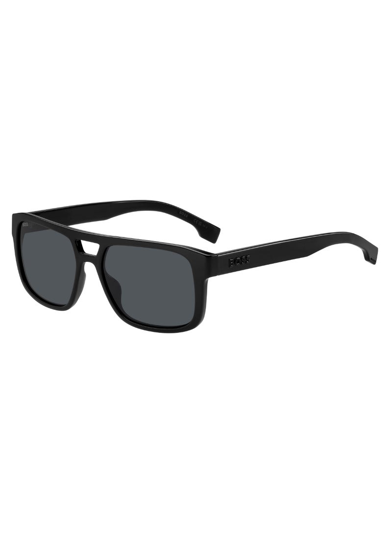 Men's UV Protection Rectangular Shape  Sunglasses BOSS 1648/S GREY 44 - Lens Size: 43.9 Mm - Black