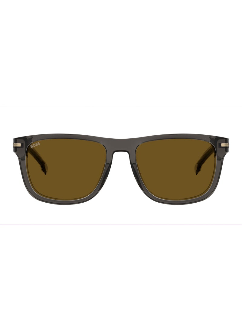 Men's UV Protection Rectangular Shape Acetate Sunglasses BOSS 1626/S BROWN 43 - Lens Size: 42.8 Mm - Grey