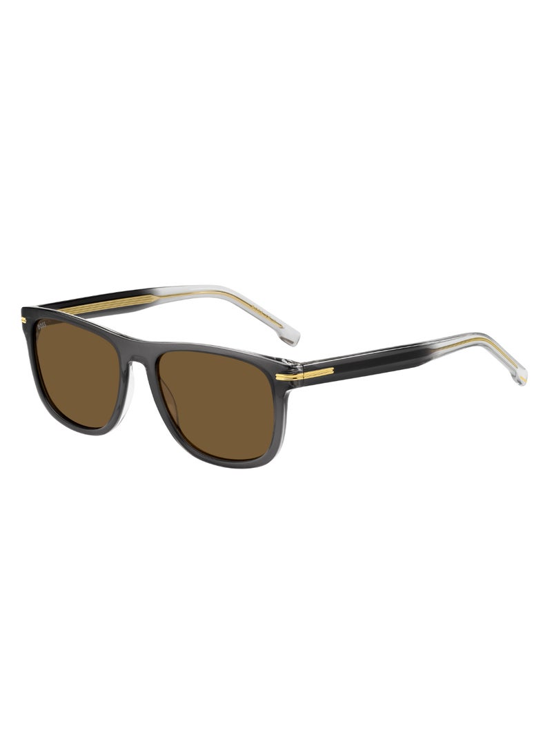 Men's UV Protection Rectangular Shape Acetate Sunglasses BOSS 1626/S BROWN 43 - Lens Size: 42.8 Mm - Grey