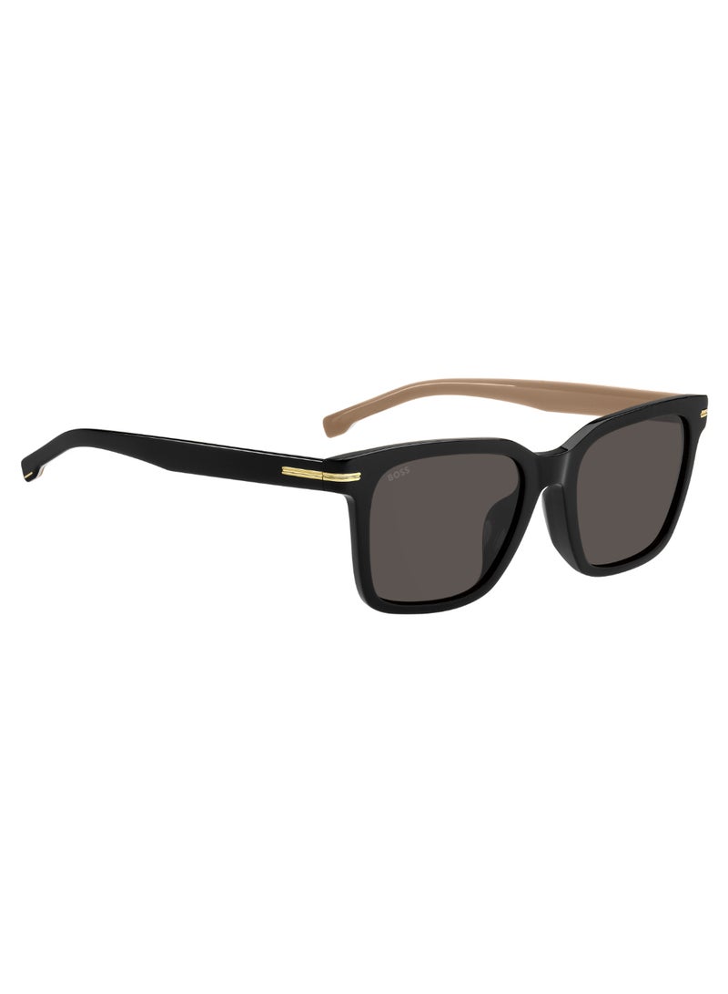 Men's Uv Protection Rectangular Shape Acetate Sunglasses Boss 1540/F/Sk Grey 44 - Lens Size: 43.6 Mm - Blackbeig