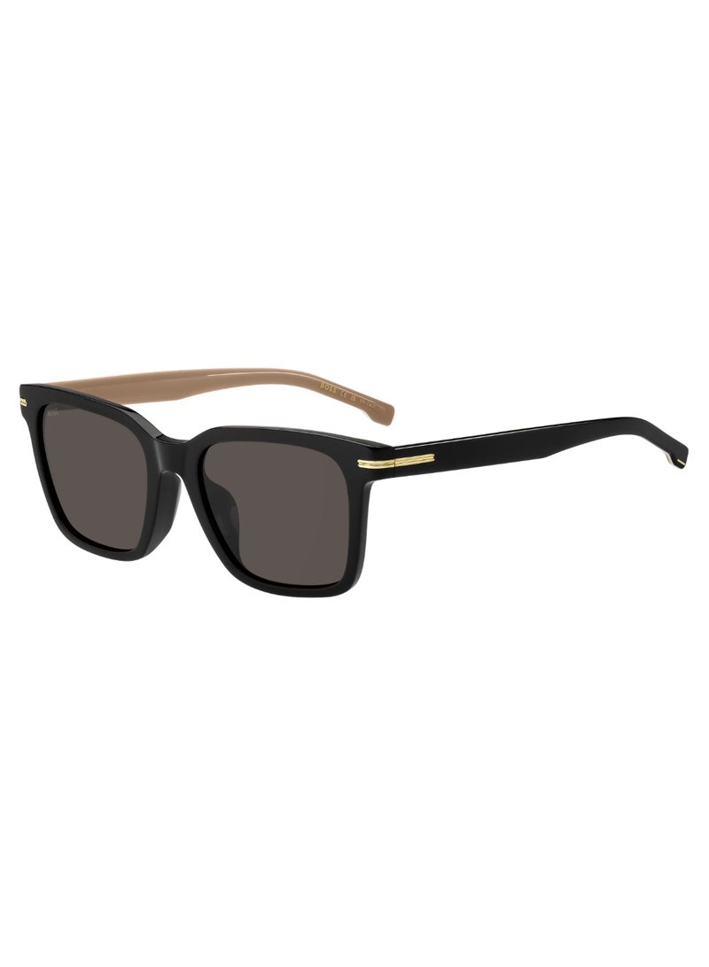 Men's Uv Protection Rectangular Shape Acetate Sunglasses Boss 1540/F/Sk Grey 44 - Lens Size: 43.6 Mm - Blackbeig