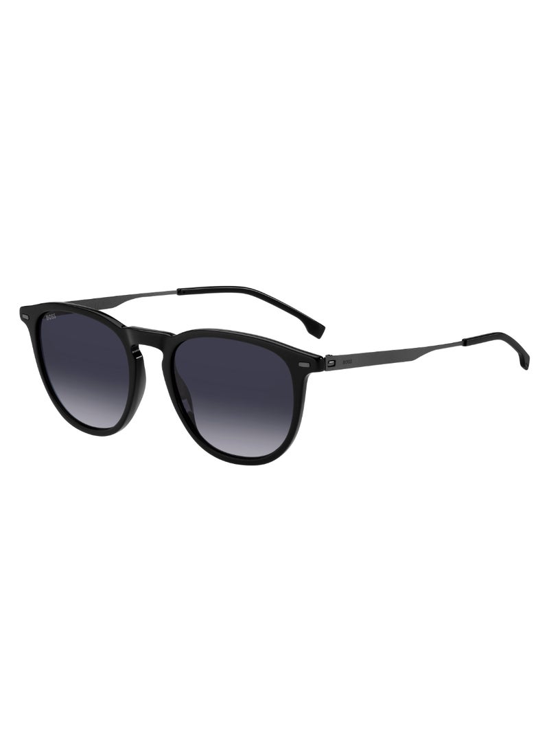 Men's UV Protection Rectangular Shape Stainless Steel Sunglasses BOSS 1639/S GREY 44 - Lens Size: 44.3 Mm - Blk Dkrut