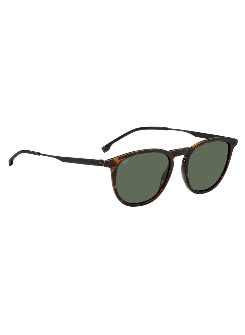 Men's UV Protection Rectangular Shape Stainless Steel Sunglasses BOSS 1639/S GREEN 44 - Lens Size: 44.3 Mm - Hvn Mtblk