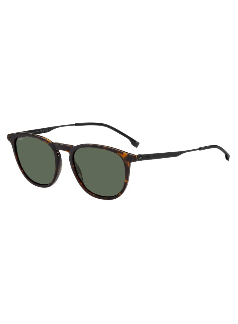 Men's UV Protection Rectangular Shape Stainless Steel Sunglasses BOSS 1639/S GREEN 44 - Lens Size: 44.3 Mm - Hvn Mtblk