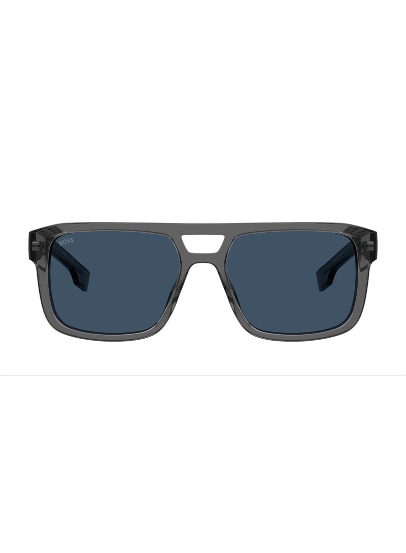 Men's UV Protection Rectangular Shape  Sunglasses BOSS 1648/S BLUE 44 - Lens Size: 43.9 Mm - Grey