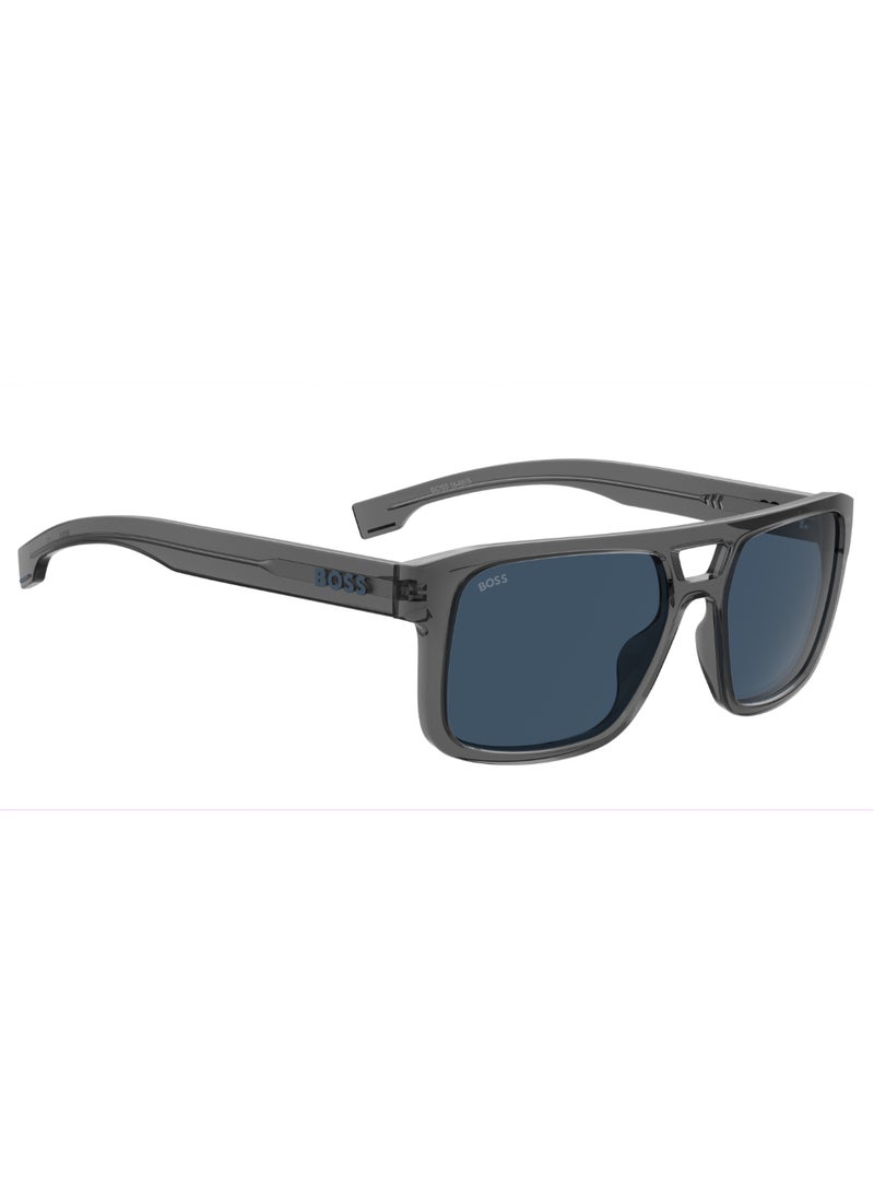 Men's UV Protection Rectangular Shape  Sunglasses BOSS 1648/S BLUE 44 - Lens Size: 43.9 Mm - Grey