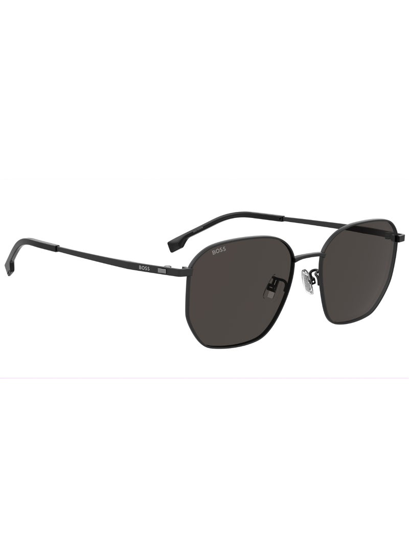 Men's UV Protection Rectangular Shape Titanium Sunglasses BOSS 1673/F/SK GREY 49 - Lens Size: 49.2 Mm - Mtt Black