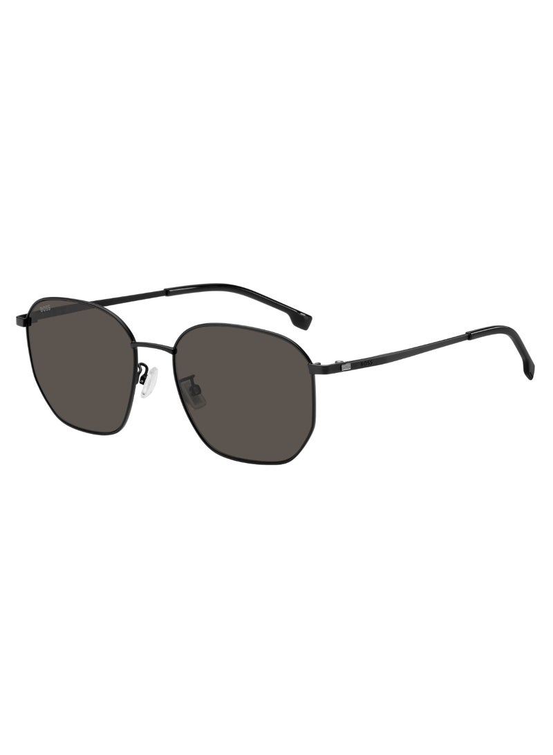Men's UV Protection Rectangular Shape Titanium Sunglasses BOSS 1673/F/SK GREY 49 - Lens Size: 49.2 Mm - Mtt Black
