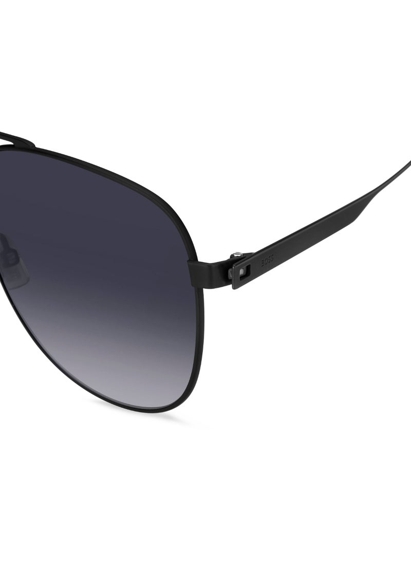 Men's UV Protection Pilot Shape Stainless Steel Sunglasses BOSS 1641/S GREY 51 - Lens Size: 51.1 Mm - Mtt Black