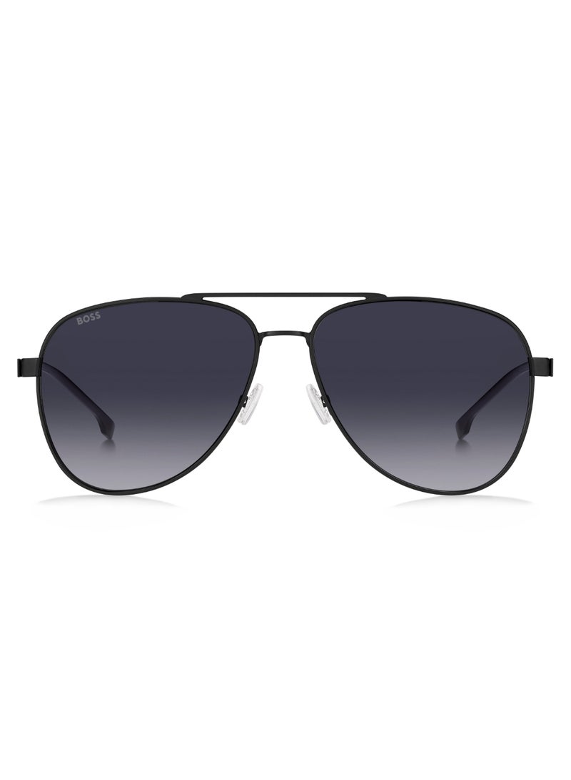 Men's UV Protection Pilot Shape Stainless Steel Sunglasses BOSS 1641/S GREY 51 - Lens Size: 51.1 Mm - Mtt Black