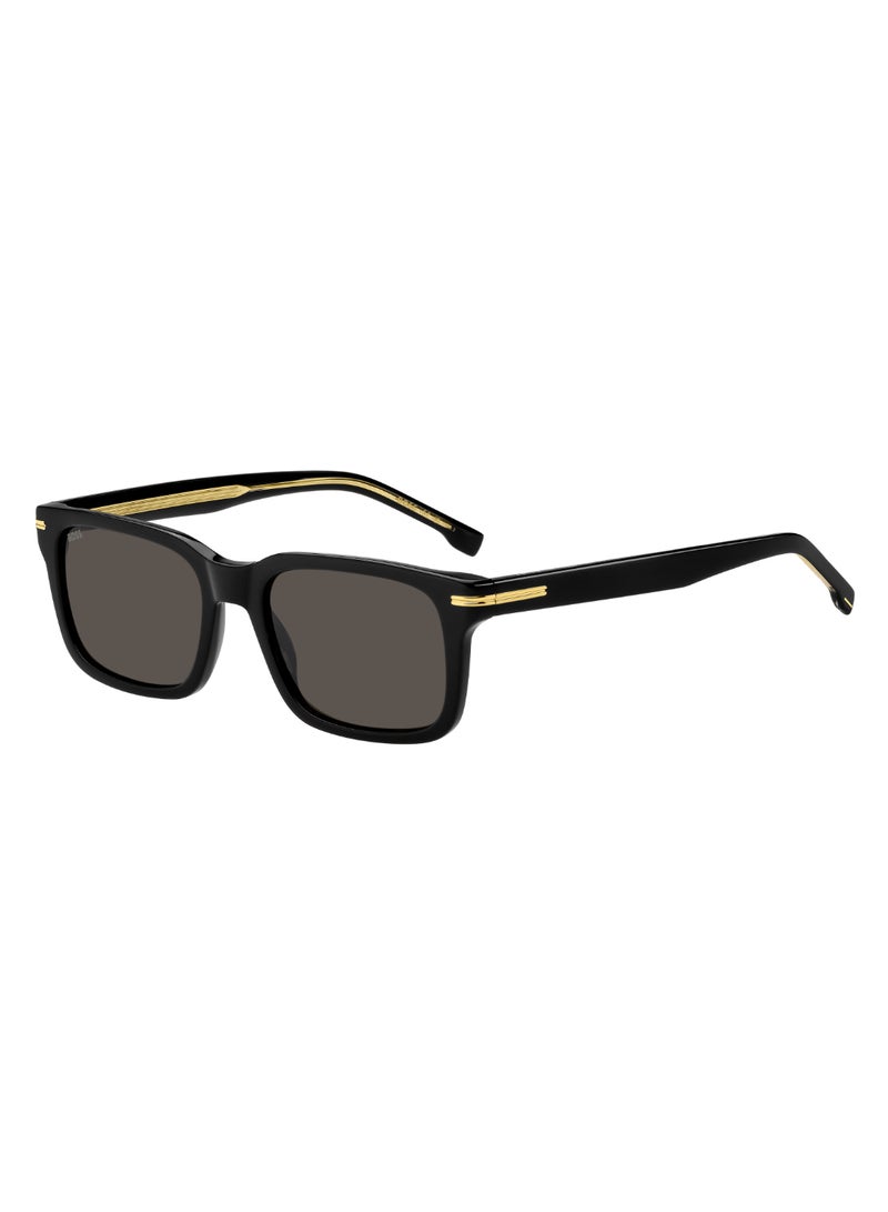 Men's UV Protection Rectangular Shape Acetate Sunglasses BOSS 1628/S GREY 38 - Lens Size: 37.9 Mm - Black