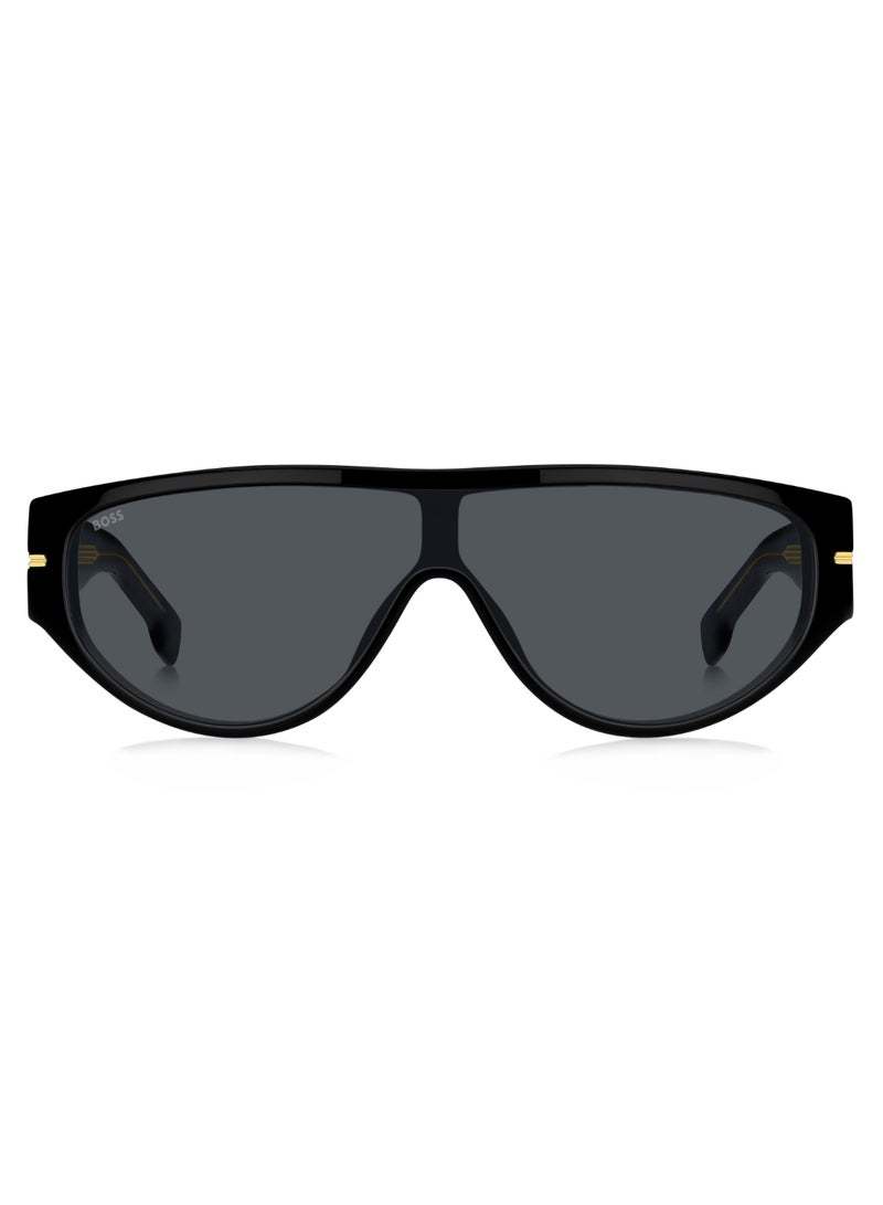 Men's Uv Protection Rectangular Shape Acetate Sunglasses Boss 1623/S Grey 44 - Lens Size: 44 Mm - Black