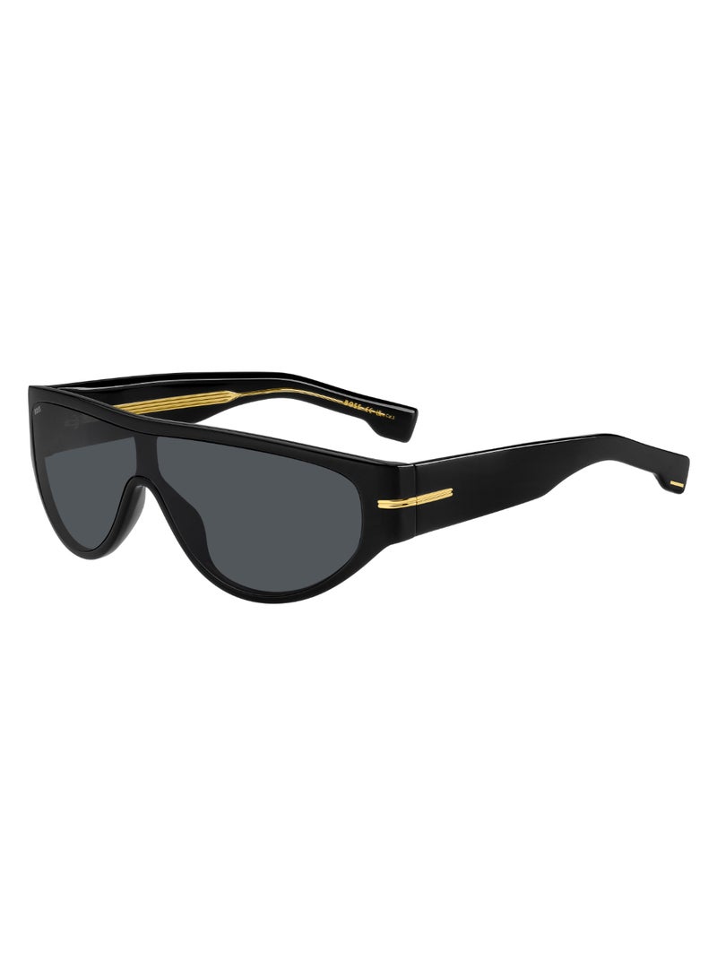 Men's Uv Protection Rectangular Shape Acetate Sunglasses Boss 1623/S Grey 44 - Lens Size: 44 Mm - Black
