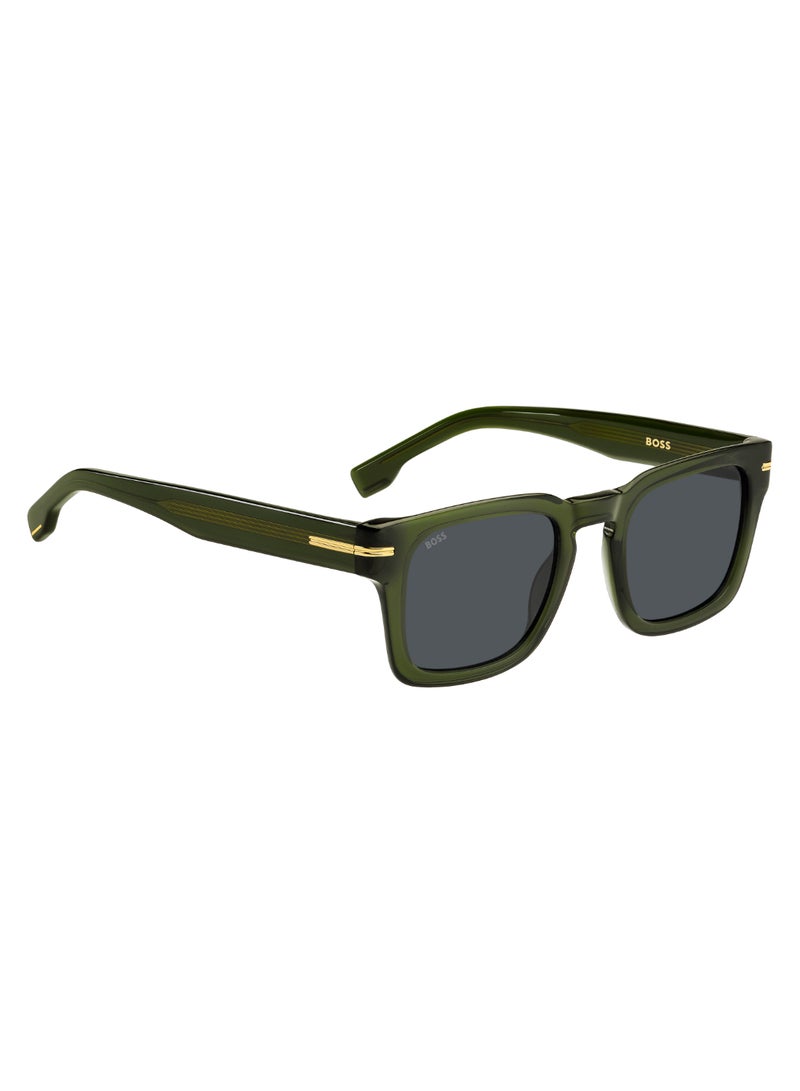 Men's UV Protection Rectangular Shape Acetate Sunglasses BOSS 1625/S GREY 41 - Lens Size: 41.4 Mm - Green