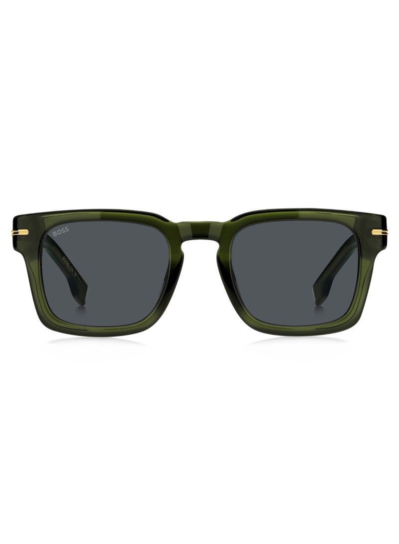 Men's UV Protection Rectangular Shape Acetate Sunglasses BOSS 1625/S GREY 41 - Lens Size: 41.4 Mm - Green