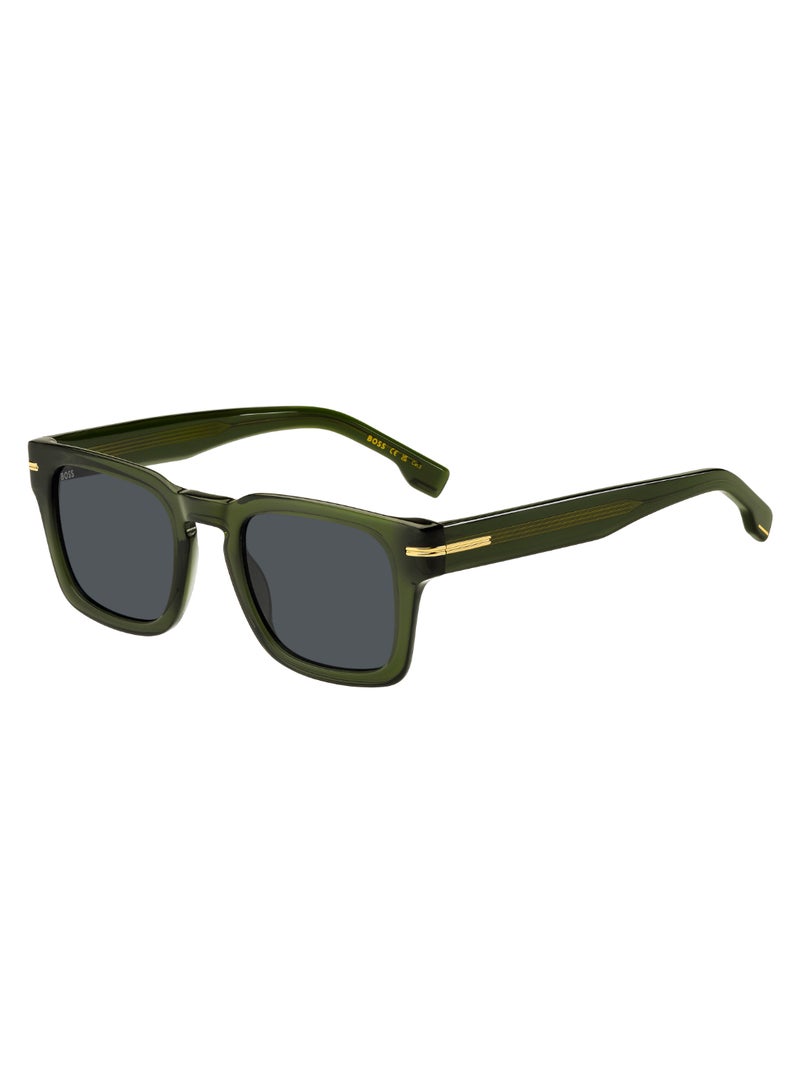 Men's UV Protection Rectangular Shape Acetate Sunglasses BOSS 1625/S GREY 41 - Lens Size: 41.4 Mm - Green