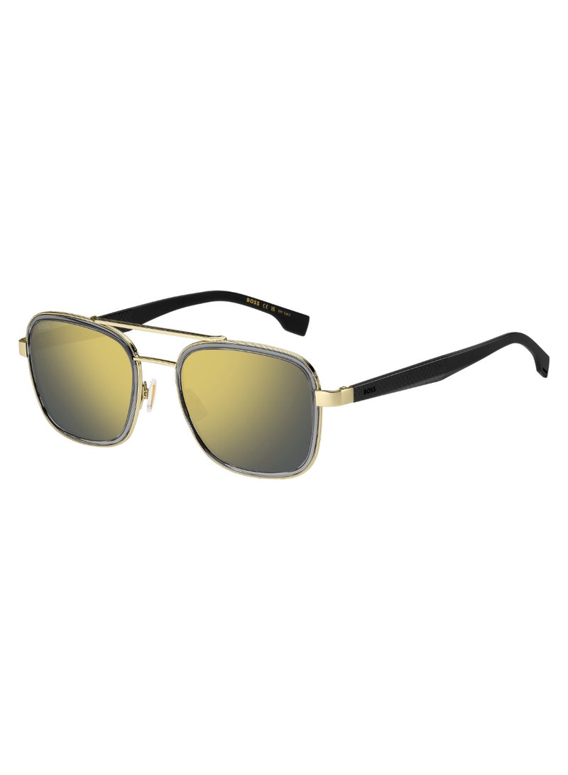Men's Uv Protection Square Shape Carbon Fiber Sunglasses Boss 1486/S Gold 45 - Lens Size: 45 Mm - Gold Grey