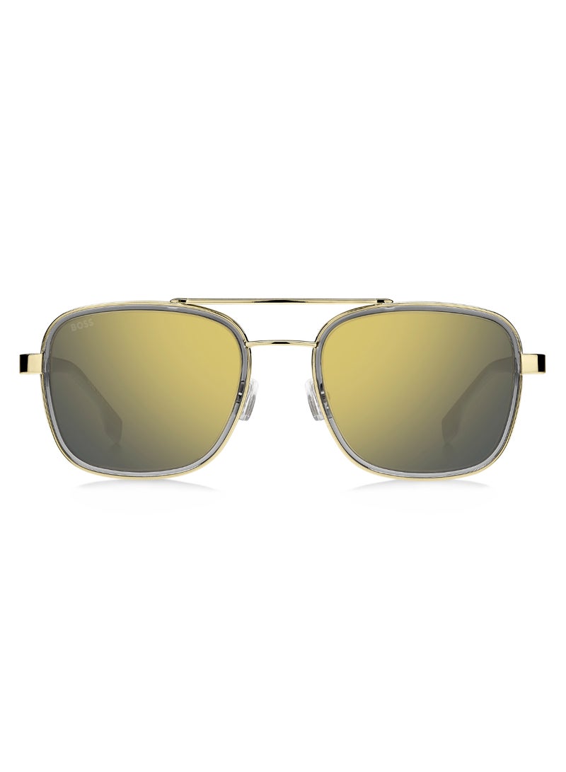 Men's Uv Protection Square Shape Carbon Fiber Sunglasses Boss 1486/S Gold 45 - Lens Size: 45 Mm - Gold Grey