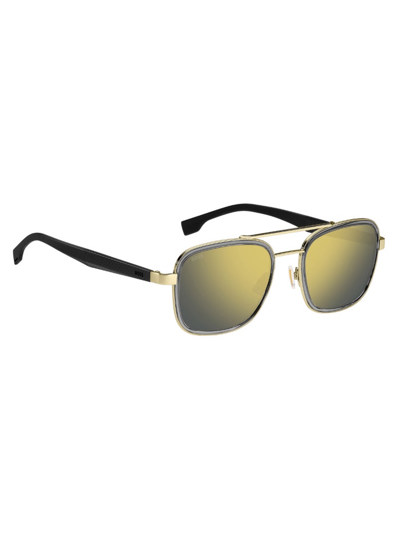 Men's Uv Protection Square Shape Carbon Fiber Sunglasses Boss 1486/S Gold 45 - Lens Size: 45 Mm - Gold Grey