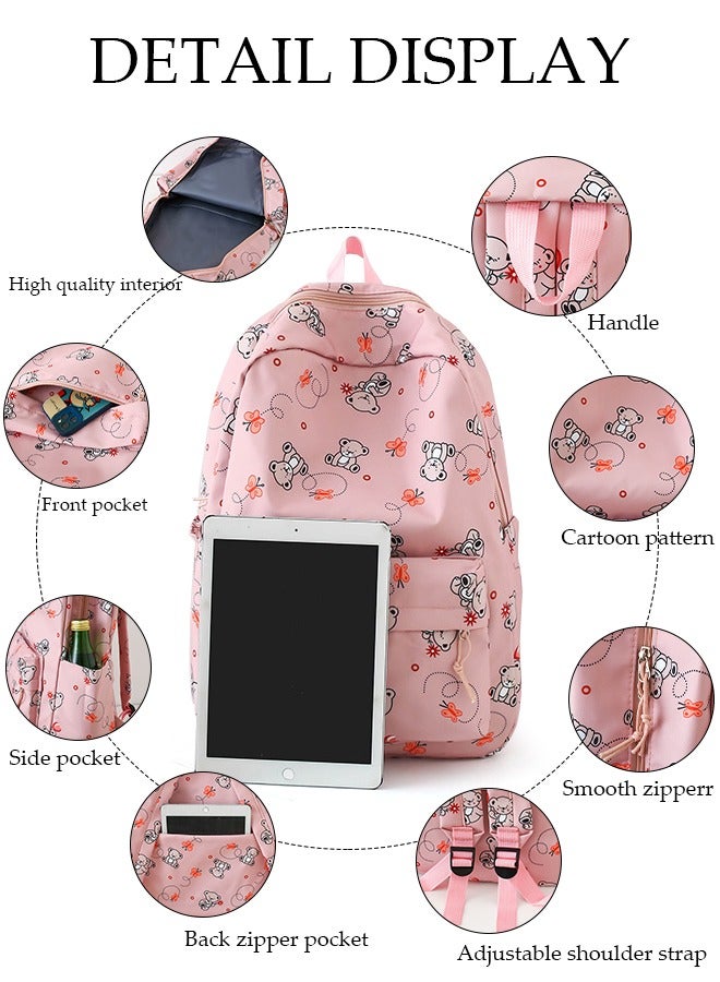 3PCS Kids School Backpack Set Canvas Laptop School Bag Sets for Kids with Lunch Bag,Pencil Box,Large-capacity Bookbag for Girls Boys Back to School Supplies