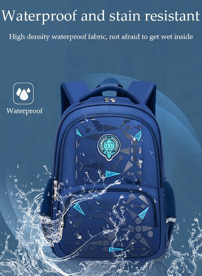 Kids School Backpack, Large Capacity Backpack for Boys, Lightweight Schoolbag for Teen Boys Bookbag with Compartments Reflective Strip, Watrer Resistant Bookbag for Elementary Primary School